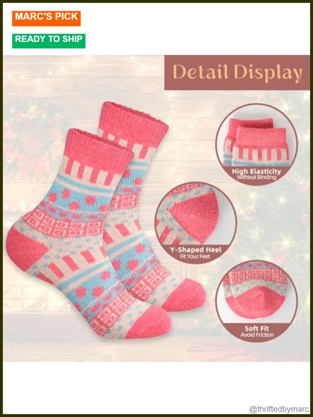 5 Pairs Women's Wool Socks Winter Warm Thick Knit Cabin Cozy Crew - Picture 4 of 6